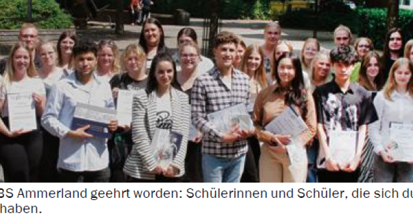 BESONDERE LEISTUNG - Förderverein der BBS Ammerland überreichte auch Urkunden
