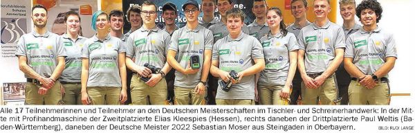 Deutschen Meisterschaften im Tischler- und Schreinerhandwerk 2022
